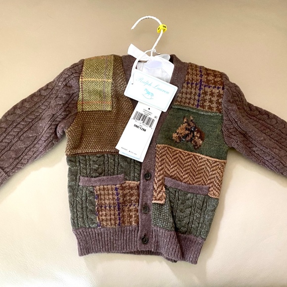 *NEW* Ralph Lauren Baby Collection Brown Cardigan - Picture 1 of 3